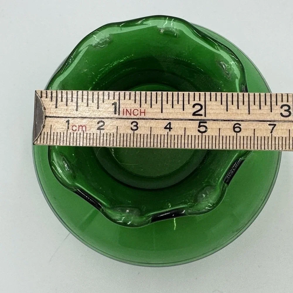 Anchor Hocking Green Glass Vase Ruffled Rim‎ Small Vintage 3